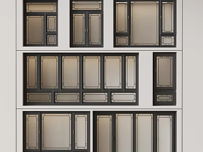 Modern Casement Windows With Various Designs Sleek Frames And Clear Glass Panels 3d model