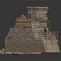 Ancient Stone Building With Multi Level Structure And Rough Stone Walls
