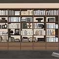 Bookcase Bookshelf Middle Solid Wood Bookcase Books Book Combination Ornaments 3d model