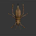 Large Brown Cricket 3D Model With Detailed Exoskeleton Long Antennae And Multiple Legs