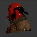 Red Skinned Demon Character Bust With Round Horns Beard Cigar And Leather Jacket 3d model