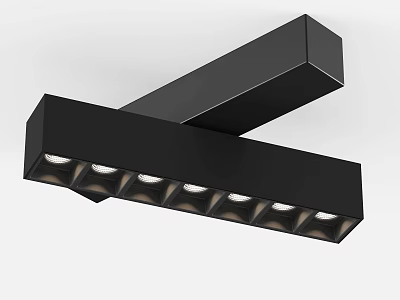 Modern Black Linear LED Downlight Spotlight With Multiple Ceiling Mounted Bulbs Design 3d model