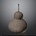 Round Light Brown Speckled Gourd Fruit With Small Stem On Top