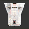 Ancient Temple Structure With Glowing Red Elements Stone Steps Symbolic Crystal And Carved Platform