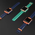 Kids Smartwatch with Square Dial Different Colored Straps and Digital Display Design 3d model