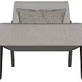 Modern Light Gray Fabric Upholstered Leisure Chair With Black Wooden Legs And Geometric Pattern Pillow