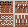 Red Brick Decorative Partitions With Various Intricate Lattice Design Patterns 3d model
