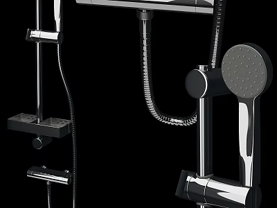 Modern Chrome Shower Faucet With Handheld Sprayer Fixed Head And Flexible Hose 3d model