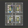 Isometric City Buildings Featuring Colorful Architecture Various Styles Roads And Trees