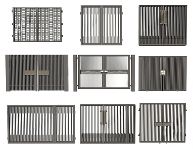 New Chinese style gate aluminum alloy patio door 3d model