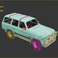 Vintage White SUV With Roof Rack Dark Windows Off Road Tires And Retro Design Features