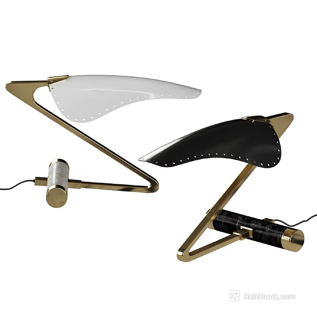 Modern Wall Lamps With Gold Metal Frame Curved Shade White And Black Design 3d model 