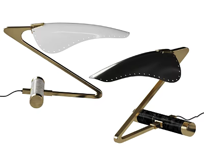 Modern Wall Lamps With Gold Metal Frame Curved Shade White And Black Design 3d model