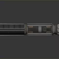Futuristic Sci-Fi Weapon With Tubular Metallic Design And Carbon Fiber Texture