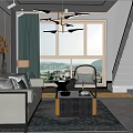 Modern Light Luxury Loft Living Room With Elegant Decor And Comfortable Home Furniture