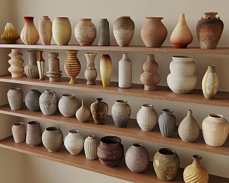 New Chinese Style Pottery Pot Clay Pot Clay Pot Coil Pot Utensils Ornaments 3d model