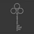 Antique Metal Key Featuring Three Circular Top Rings And Handle