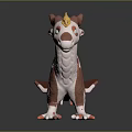Game Movie Character Dragon 3D Model with Red and White Patterns Horns and Wings Design