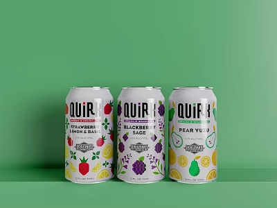 Refreshing QUIR Canned Beverages With Strawberry Lemon Basil Blackberry Sage And Pear Yuzu Flavors 3d model
