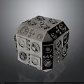 Intricate Gray Mechanical Cube Device With Surface Circular And Square Components 3d model