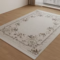 Elegant White Floral Pattern Rug With Intricate Design For Living Room Wooden Floor