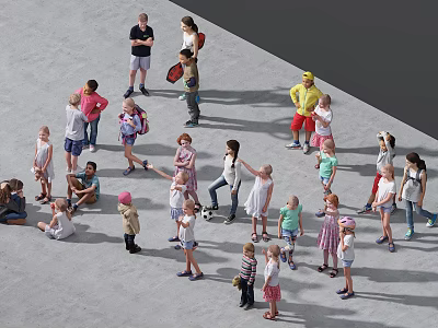 Modern Multiplayer Characters Children, Little Girls, Little Boys, Kindergartens, Children, Kindergartens, Children Playing Football, Children Wearing Skirts, Children 3d model