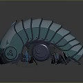 Futuristic Teal Mechanical Creature 3D Model With Striped Shell Circular Components And Mechanical Legs
