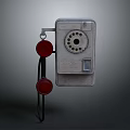 Vintage Classic Wall Mounted Telephone With Rotary Dial And Red Handset
