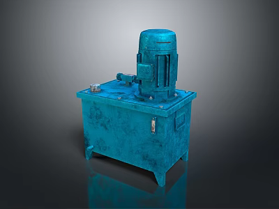 Blue Industrial Mechanical Device With Electric Motor And Metal Base 3d model
