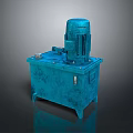 Blue Industrial Mechanical Device With Electric Motor And Metal Base