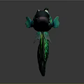 Vibrant Green And Blue Fish With Patterned Tail In Dark Background