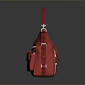 Everyday Red Handbag With Multiple Pockets Red Leather Strap And White Stripe Details
