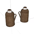 Handmade bamboo thermos old objects 3d model