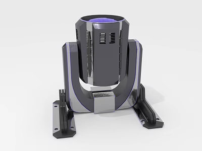 Modern Futuristic Furniture Design With Purple Cylindrical Top And Gray Bracket Base 3d model