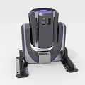 Modern Futuristic Furniture Design With Purple Cylindrical Top And Gray Bracket Base
