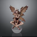 Woman Fairy Statue With Leaf Shaped Wings Sitting On Transparent Sphere