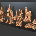 Natural Rock Formations With Brown Yellow Textured Spire like Clusters in Scenic Landscape