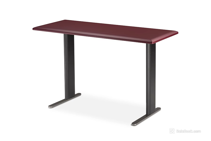 Modern Side Table With Dark Red Tabletop And Black Metal Legs Design 3d model