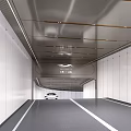 Modern Parking Garage Interior With White Walls And Gray Flooring 3d model