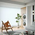 Modern Living and Dining Room With White Sofa Wooden Coffee Table Floor Lamp and Plant