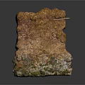 Natural Rough Textured Stone Scene Component With Brown Green Moss Accents
