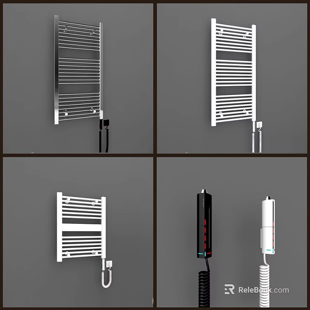 Modern Wall Mounted Bathroom Cabinet Rack In Silver And White Styles 3d model 