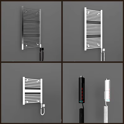 Modern Wall Mounted Bathroom Cabinet Rack In Silver And White Styles 3d model