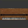 Vintage Upright Wooden Piano With Natural Wood Grain And White Keys