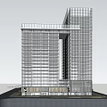 Modern High Rise Office Building With Glass Curtain Walls And Architectural Design