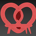 Heart Shaped Public Chair With White Body Purple Spots Intertwined Loops And Black Legs