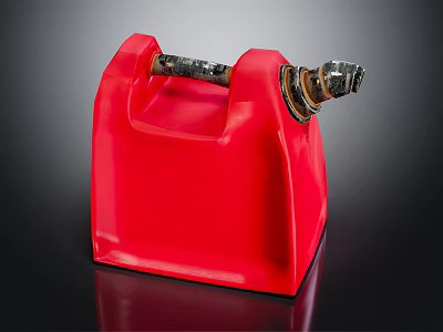 Red Plastic Fuel Can With Metal Spout And Handle Design 3d model