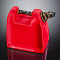 Red Plastic Fuel Can With Metal Spout And Handle Design