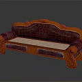 Traditional Multi Person Sofa With Wooden Carved Frame Leather Padded Seats And Textured Backrest