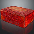 Red Wooden Carved Box Decorative Ornament Set with Intricate Patterns for Home Decor